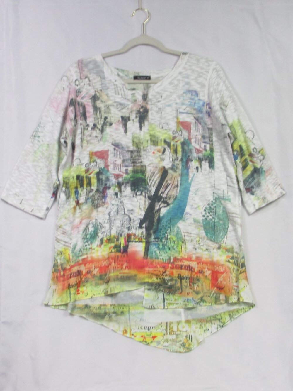 Inoah Tunic Shirt Womens M Multicolor Artsy Graphic Print Colorful Top USA Made